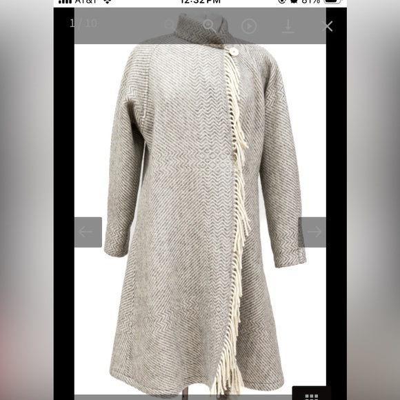 Lynn Fullman gray and white hand made wool coat w/ fringe - Picture 11 of 11